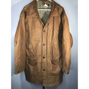 Vintage LL Bean Men Brown Leather Lined Thinsulate Chore Jacket Coat XL